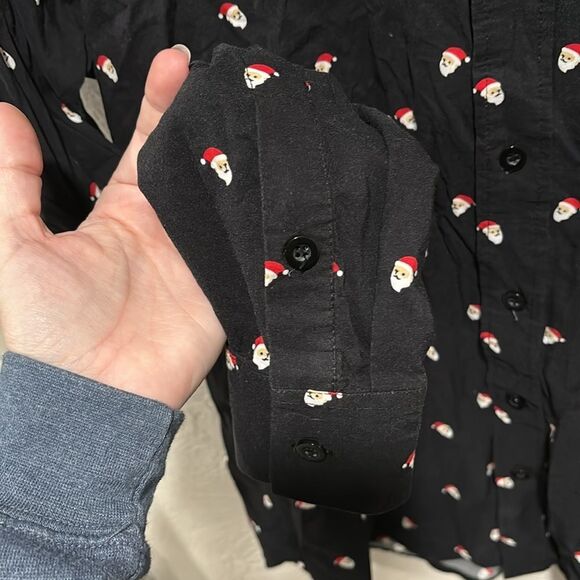 Tipsy Elves Mr. Claus Santa Print Button Down Christmas Shirt Size Medium - Picture 4 of 7